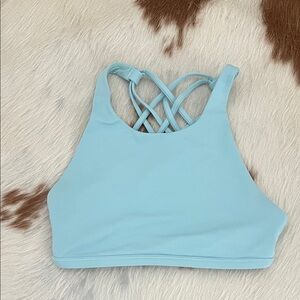 Powder blue criss cross back Lululemon bra dance top.size0